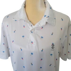 Izod Golf Women's White Short Sleeve Polo Shirt with Tropical Print Size M